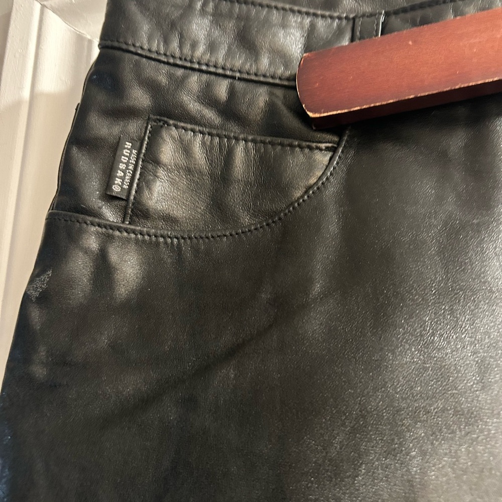 RUDSAK Black Leather Straight-Leg Pants - Picture 4 of 12
